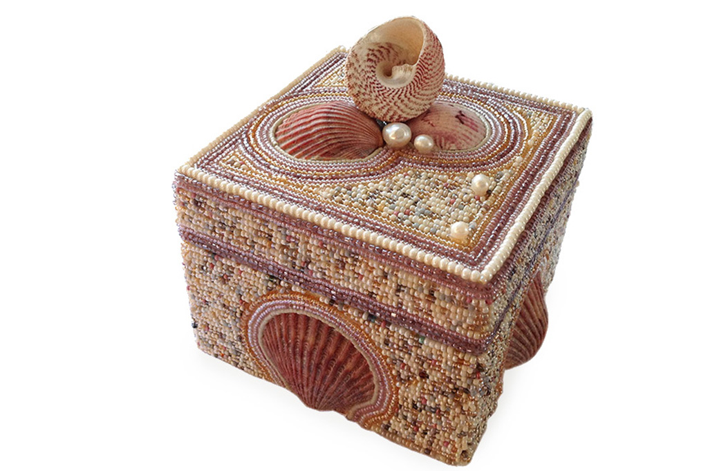 Pink Bead and Shell Box